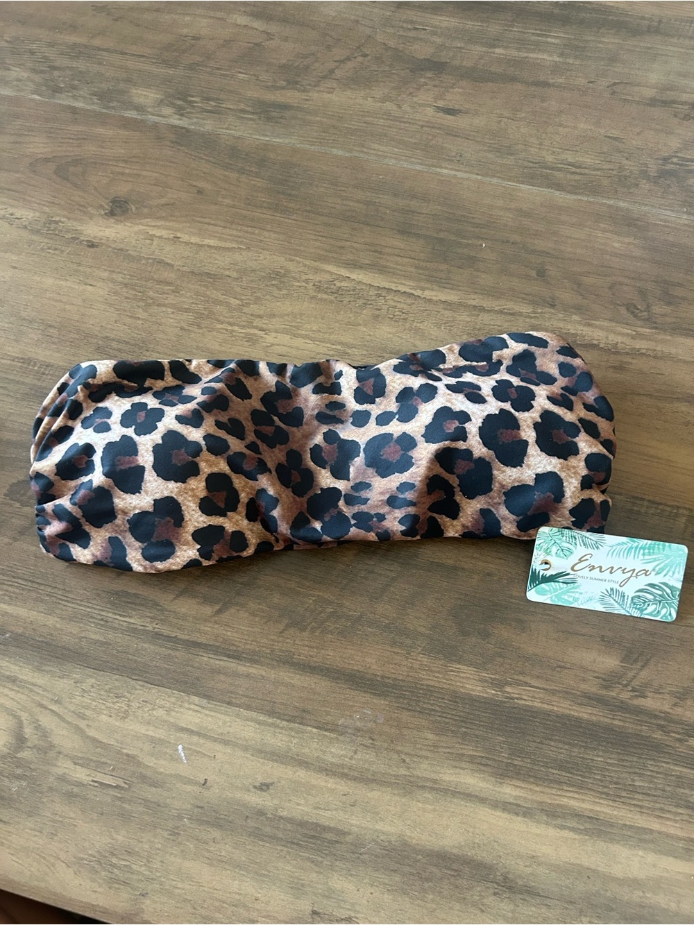 ENVYA Leopard Print Bandeau Brown and Black NWT bikini top